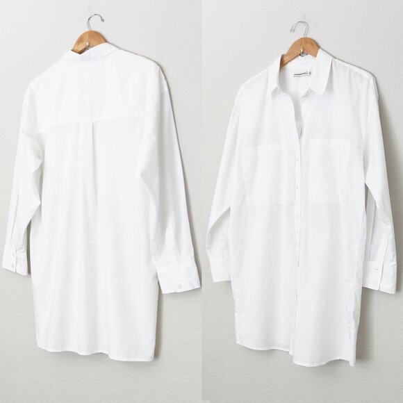 Abercrombie & Fitch Dresses & Skirts - Abercrombie and Fitch White Poplin Shirt Dress Longline Tunic Oversized Cotton M